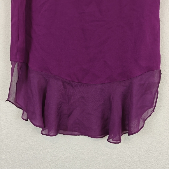 $198 DIANE VON FURSTENBERG Purple Alexandrie Sleeveless Silk Ruffle Top P, Small - Picture 16 of 16